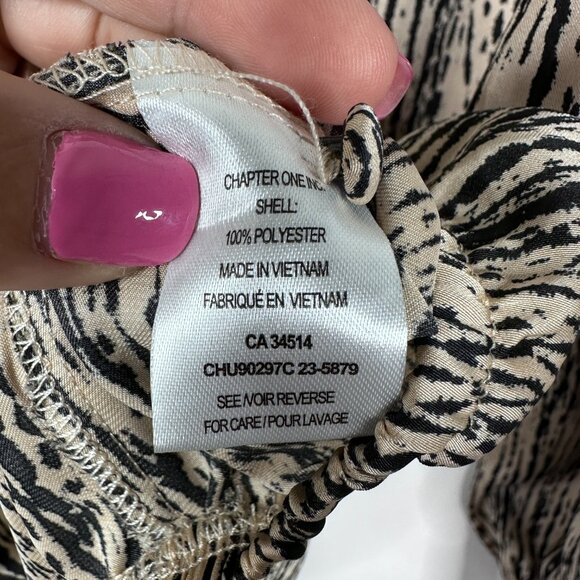 2/$30 NWT Autres Filles Printed Satin Blouson Cuff Faux Wrap Top Ivory #A1587 - Picture 6 of 8